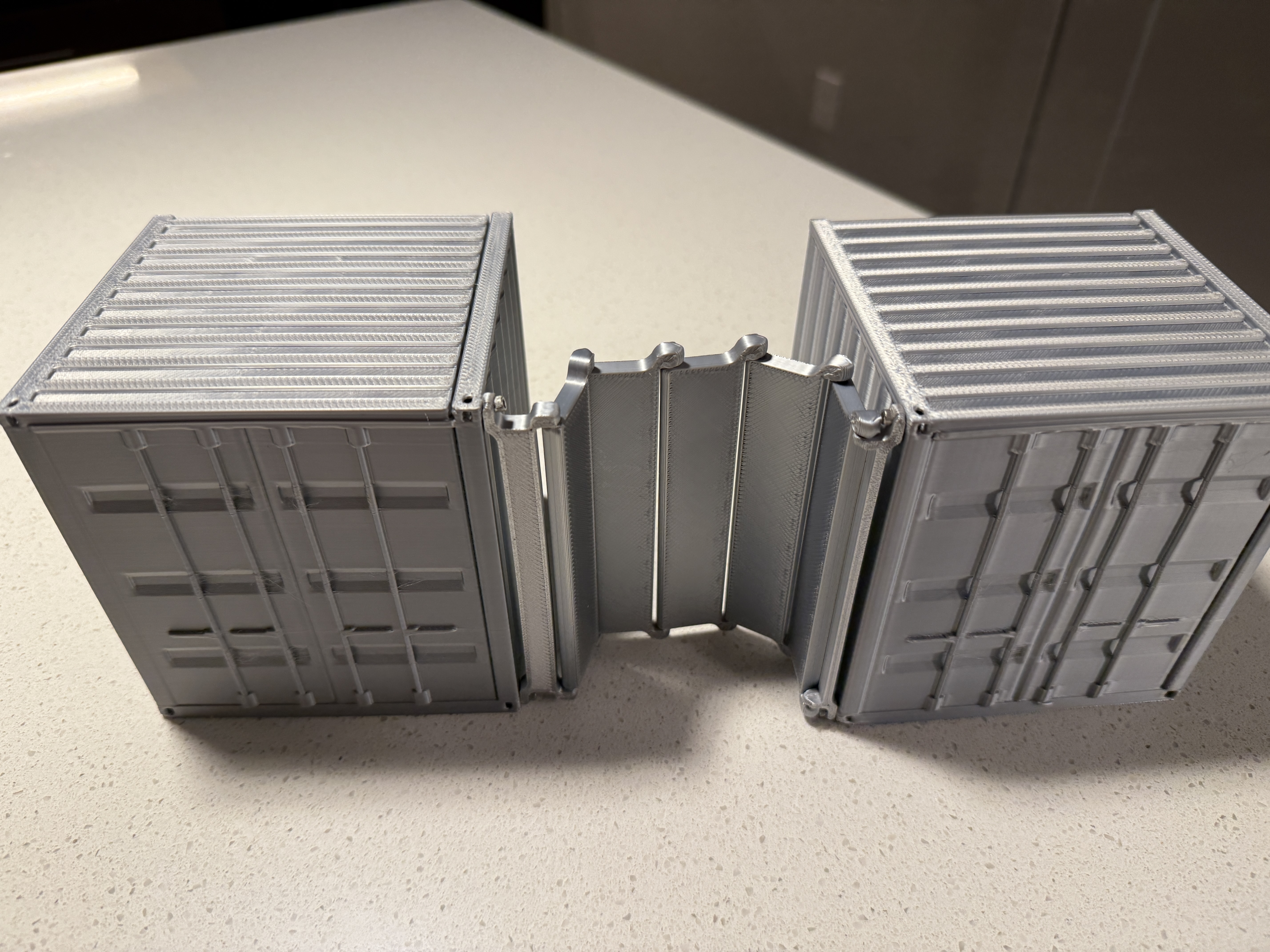 Detailed view of the joined 3D printed wall segments