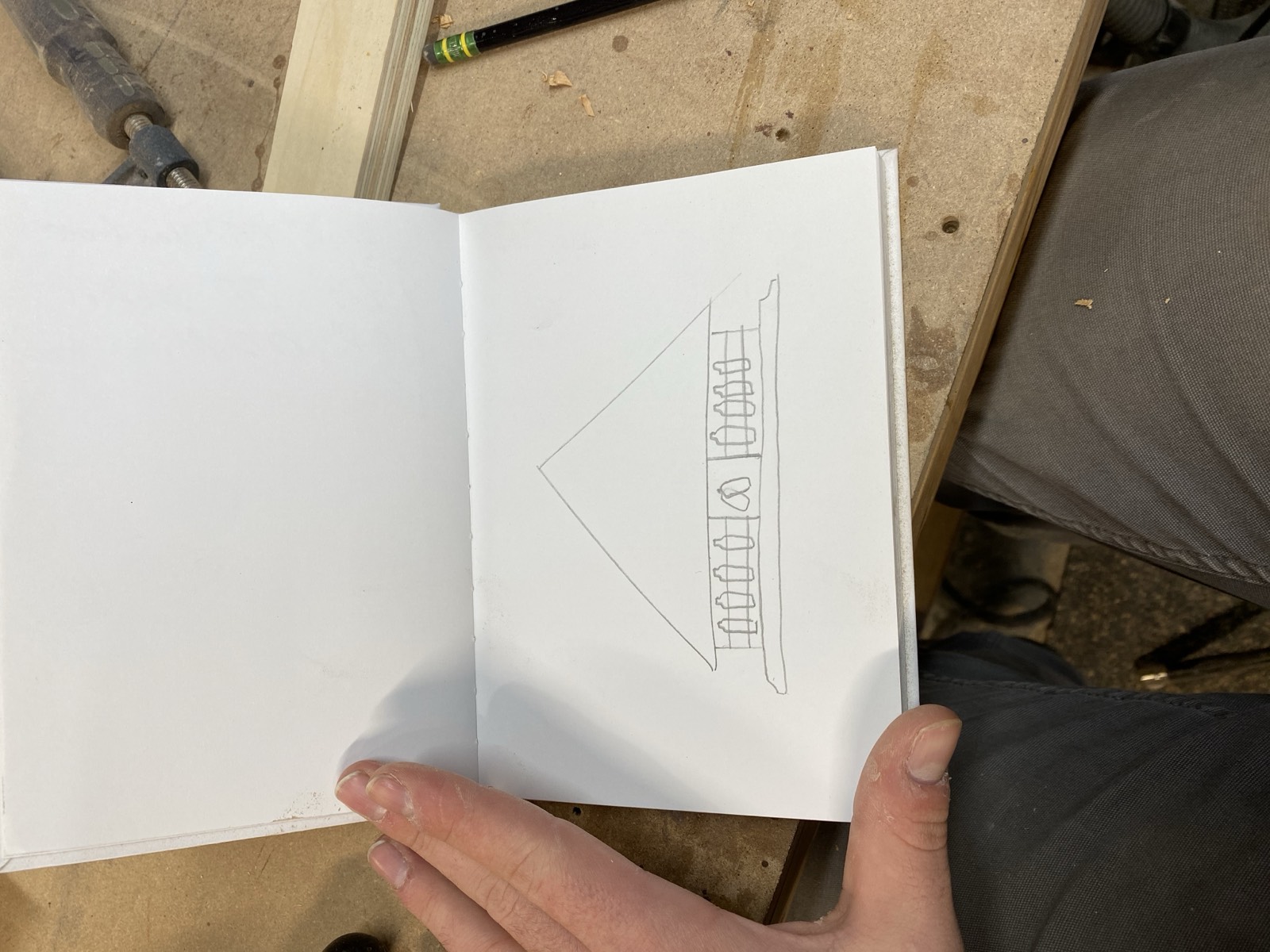 Initial concept sketch in sketchbook