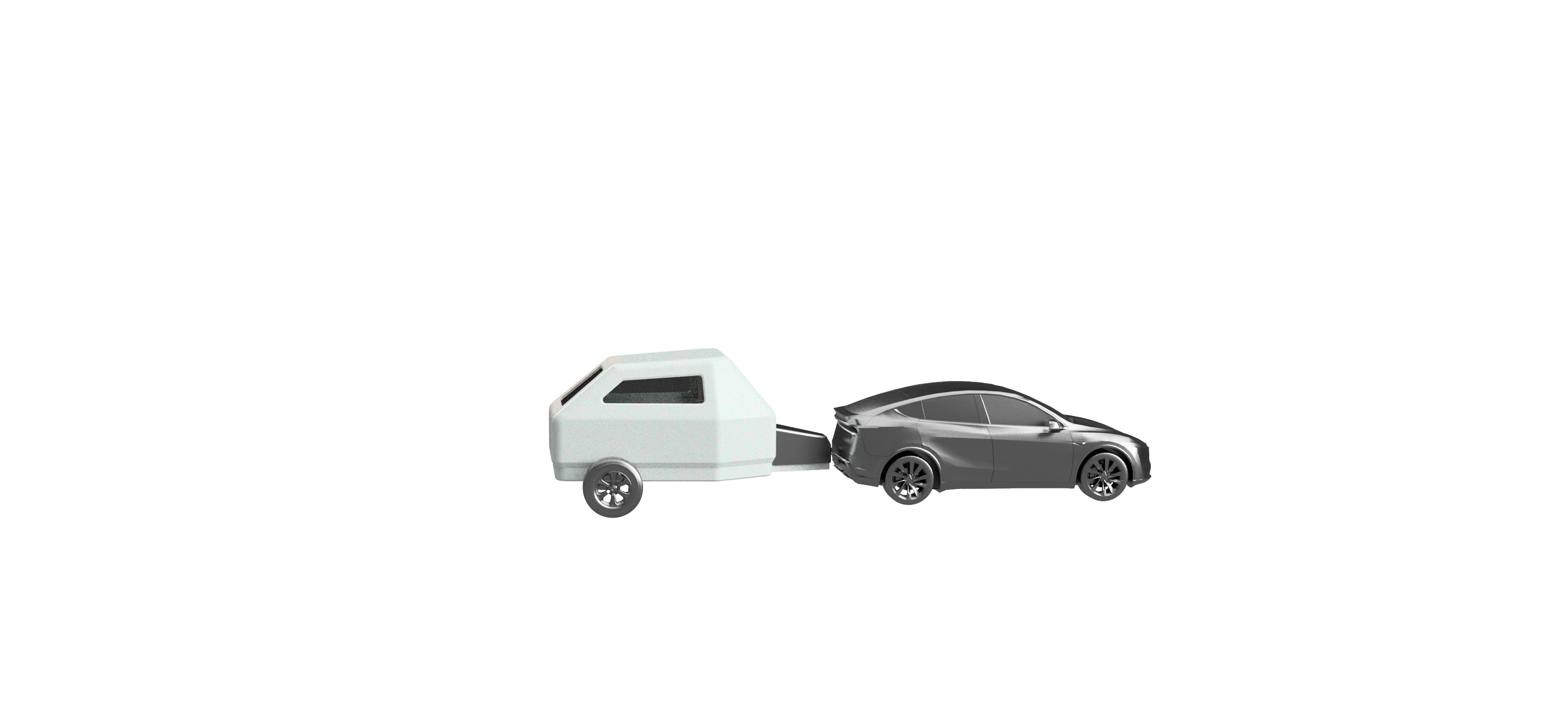 Lightship Mikros compact camper concept in side profile attached to a tow vehicle