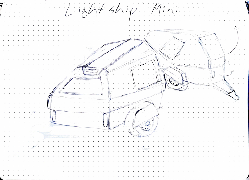 Initial concept sketch for the Lightship Mikros compact camper