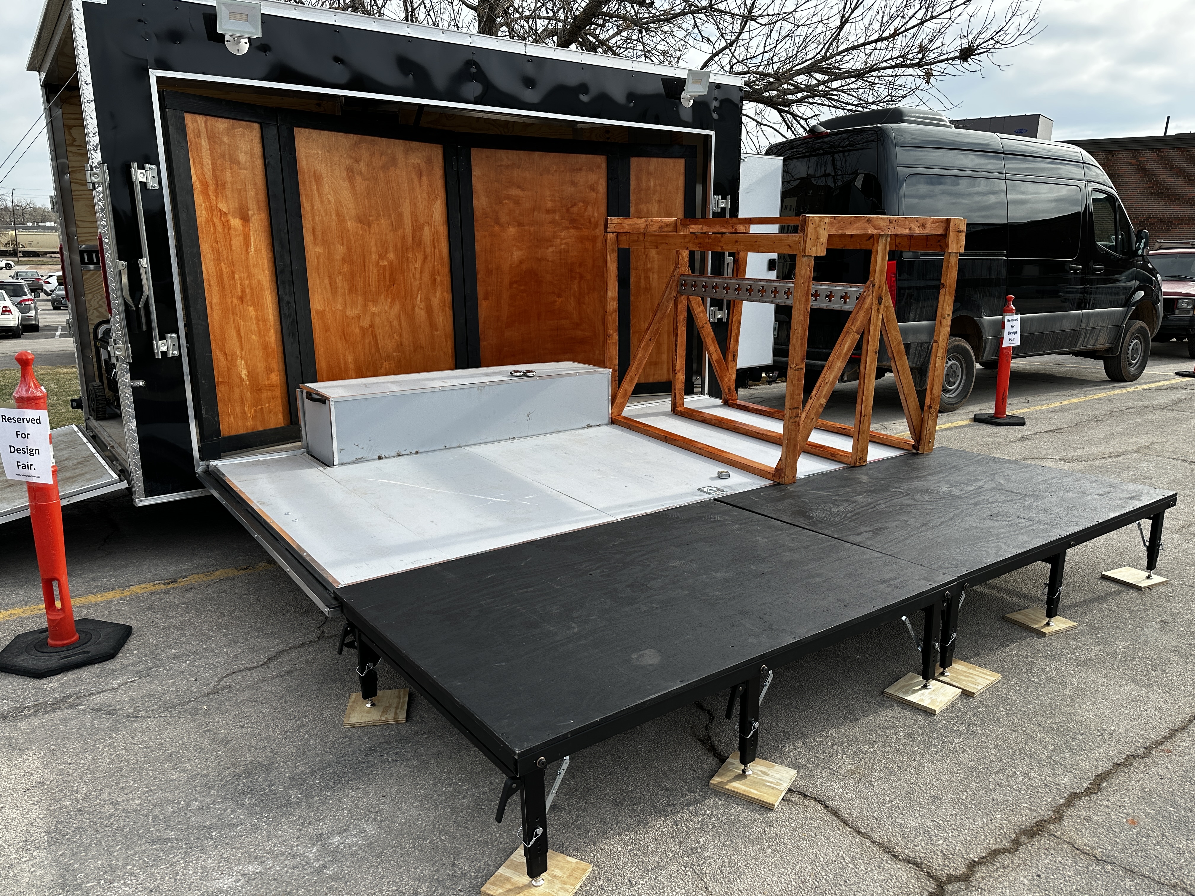 BeethoVAN trailer deployed at the SD Mines design fair with modular stages extended