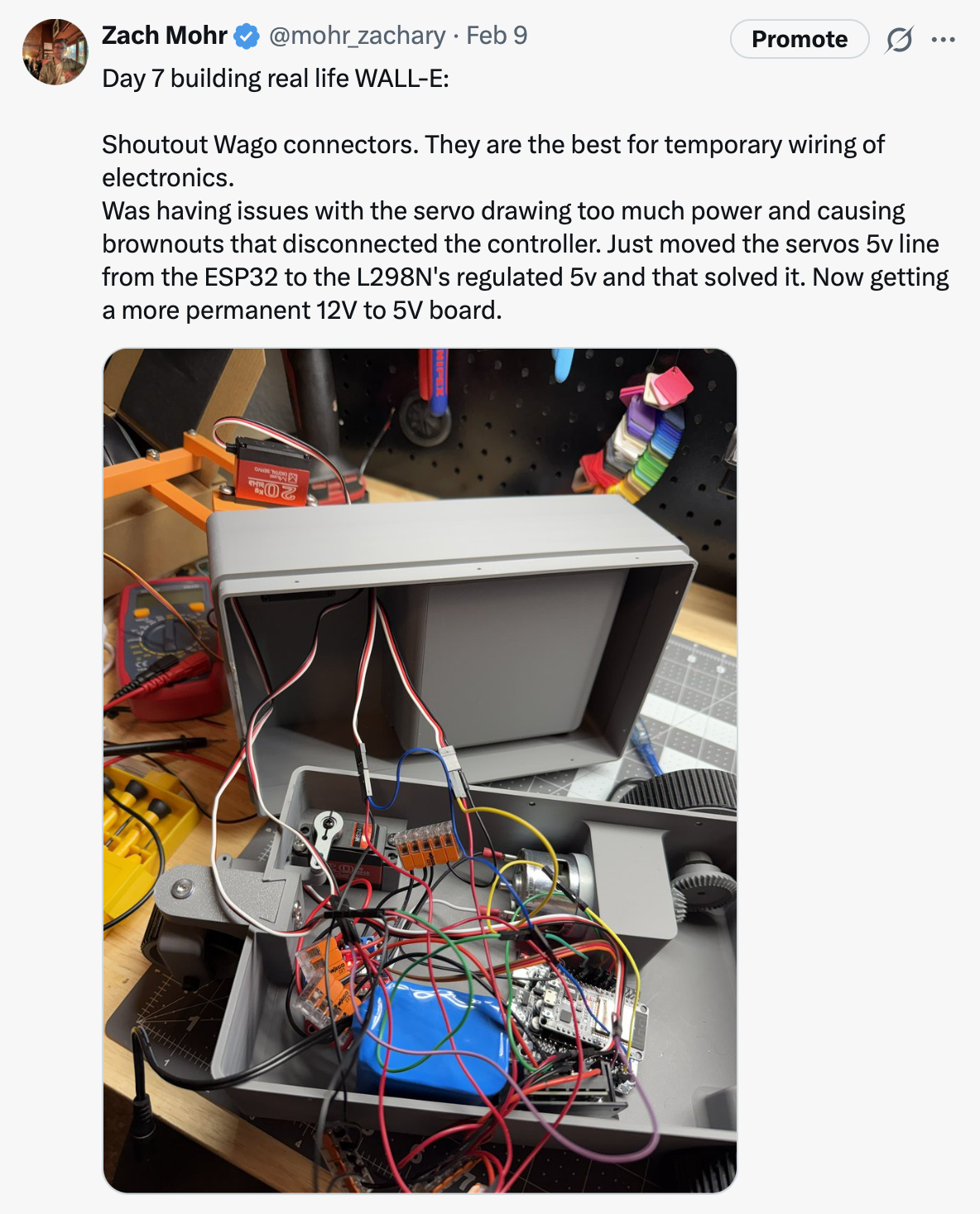 Day 7 post documenting power and wiring debugging during integration